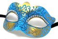 Turquoise Blue and Gold Masquerade Mask