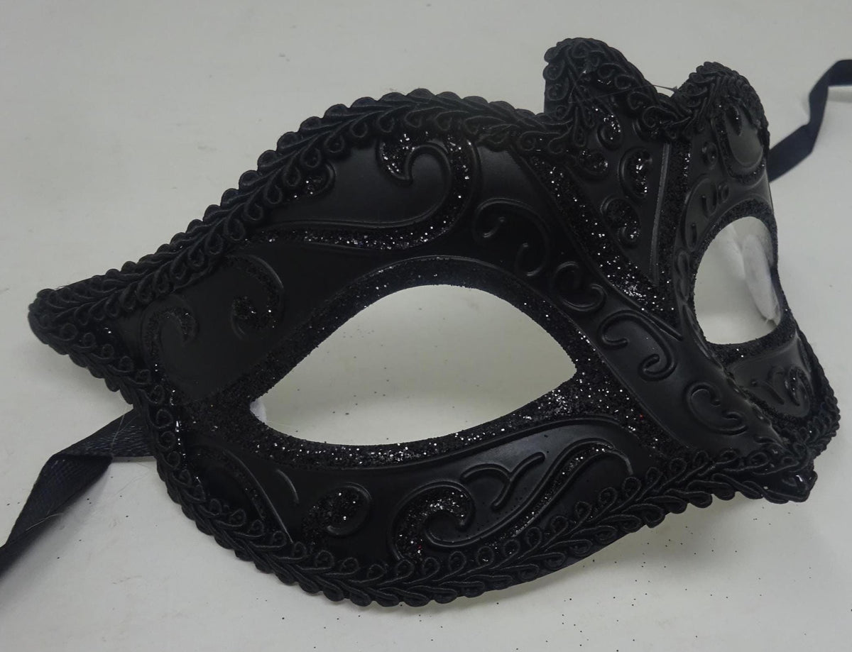 Mens or Ladies Midnight Black Masquerade Mask